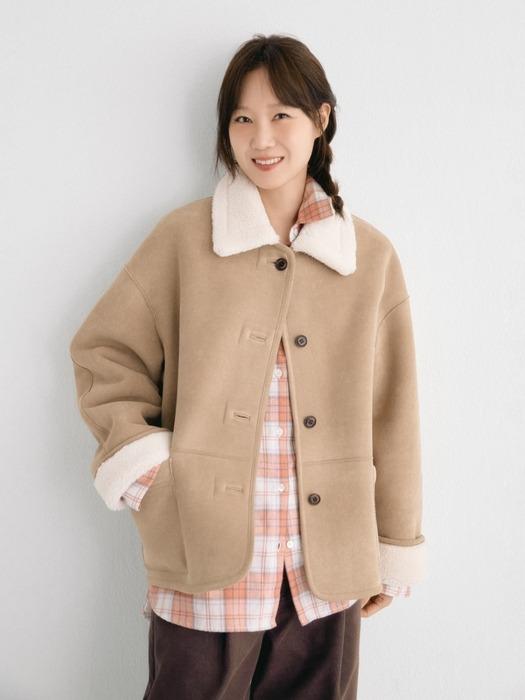 reversible shearing mustang - taupe