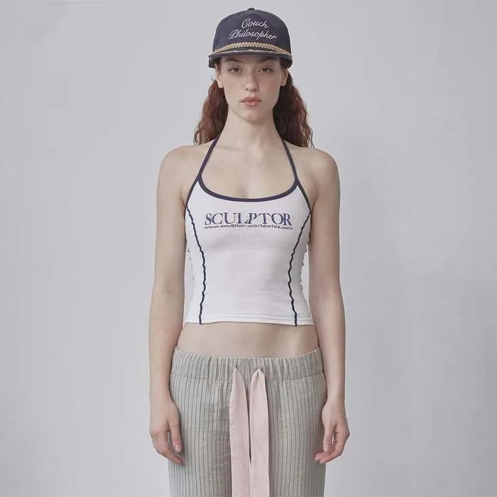 Classic Logo Halter Top White