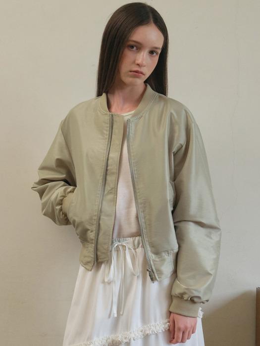 Glossy Blouson Jacket_Beige(O25-OT04)