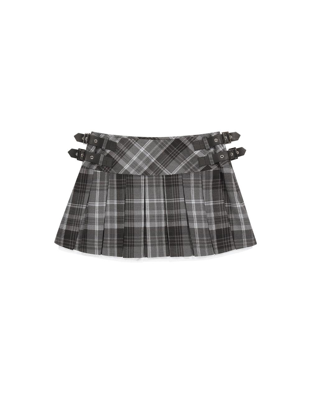 MINI CHECK PLEATS SKIRT [GREY]