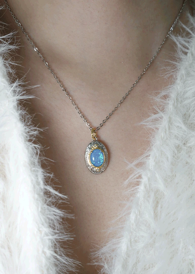 [925silver] flow love necklace | 오팔 앤틱 목걸이