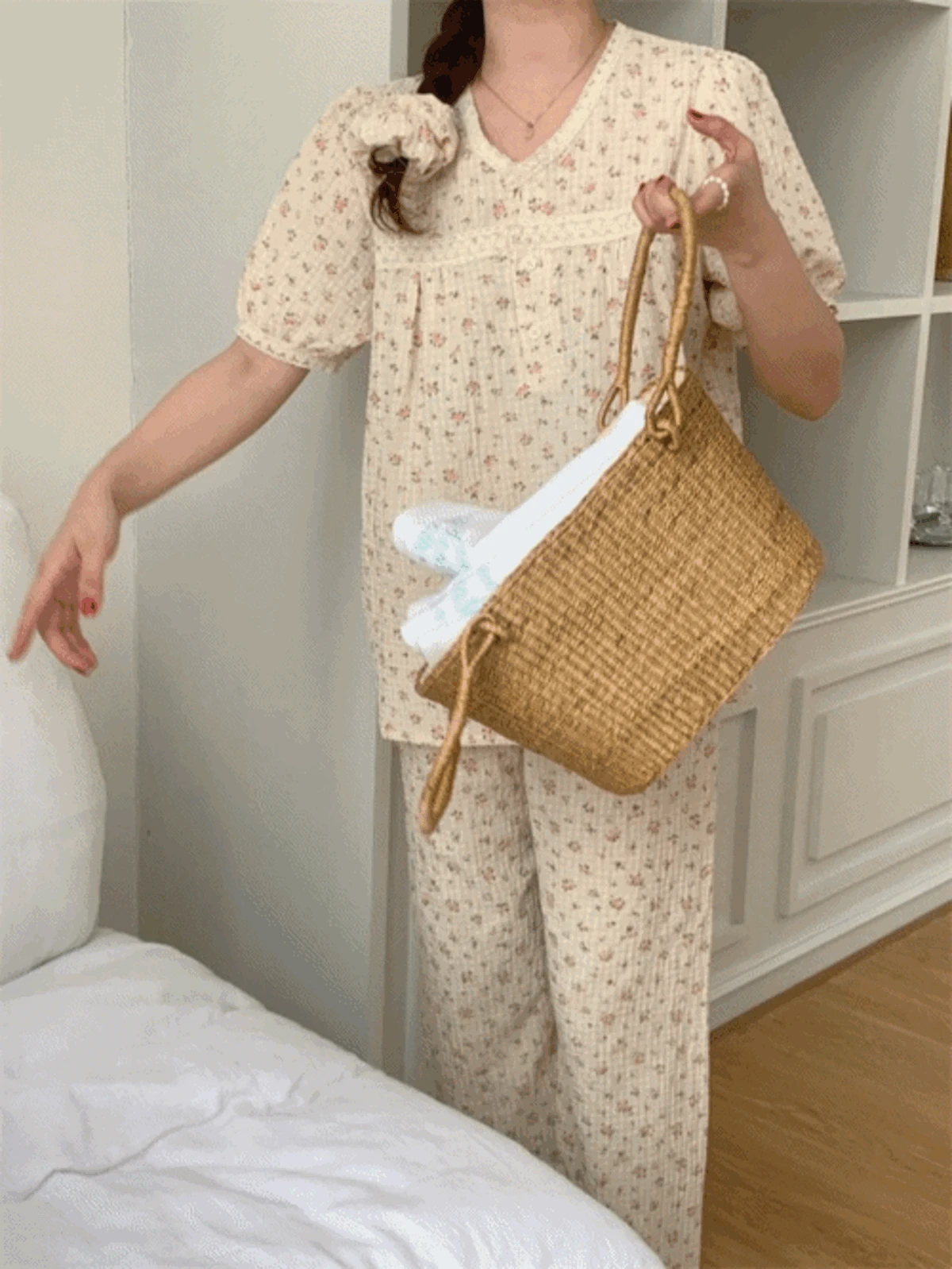 [여성] 데이지 플라워 파자마 (반소매ver./2type)