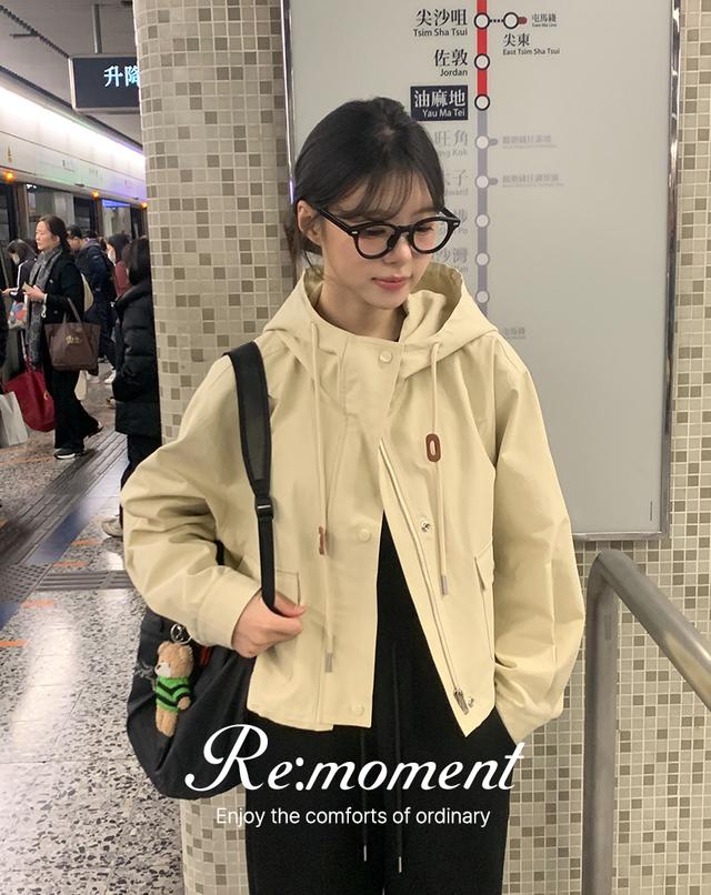 [RE:MOMENT] made. 페리 세미크롭 후드 야상 2color!