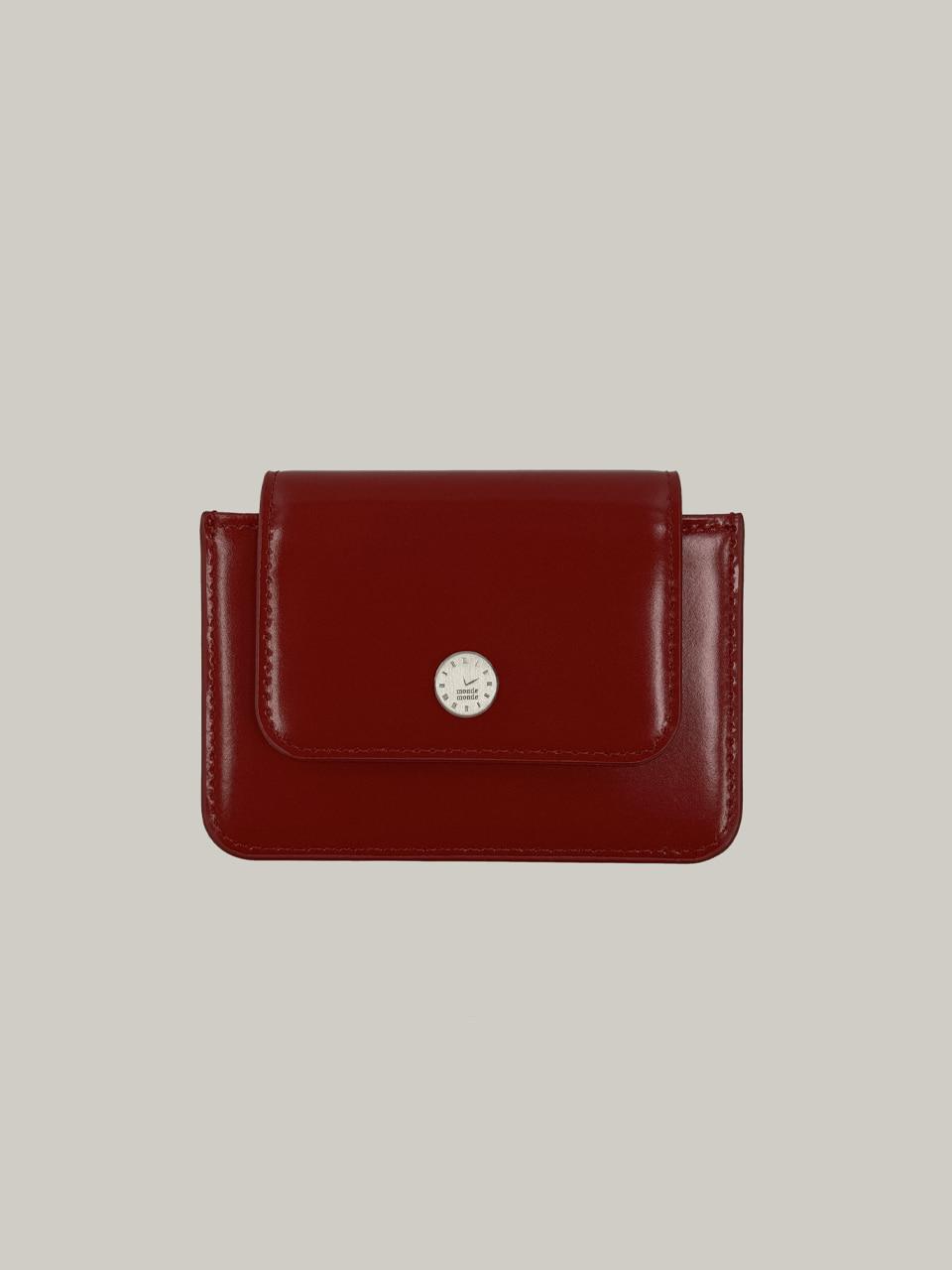 Clock Accordion Wallet Cherry Red