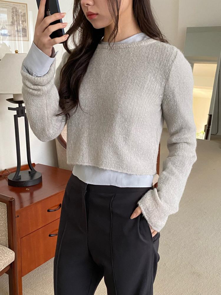 24SS MORE THAN YESTERDAY 모어 댄 예스터데이 립 골지 크롭 니트