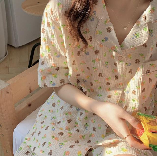 [리틀슬로스]베어젤리 곰돌이 파자마 요루면 빈티지 반팔 여름 세트 우정 홈웨어 잠옷 파티