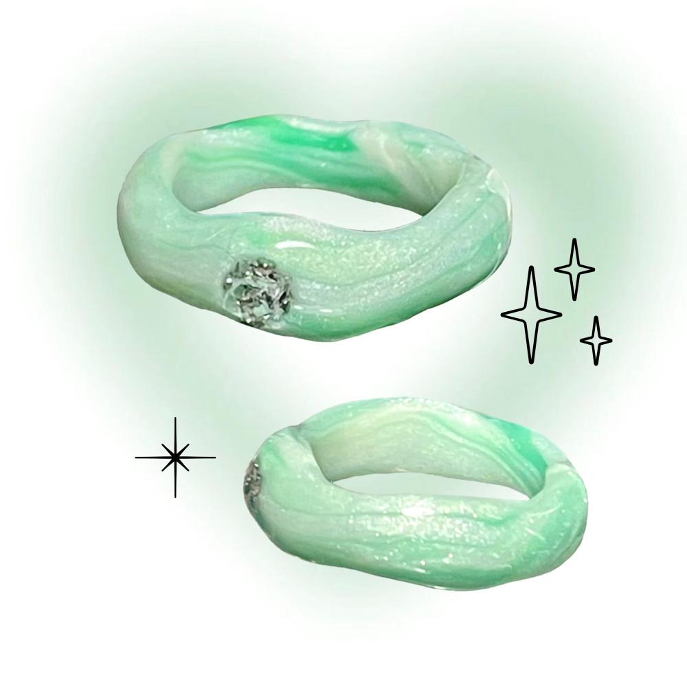 [ 카나에루 ] Jade Cubic Ring / 클레이링