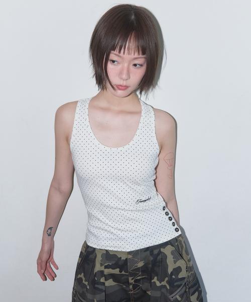 도트 버튼 슬리브리스 (IVORY) F25QB130