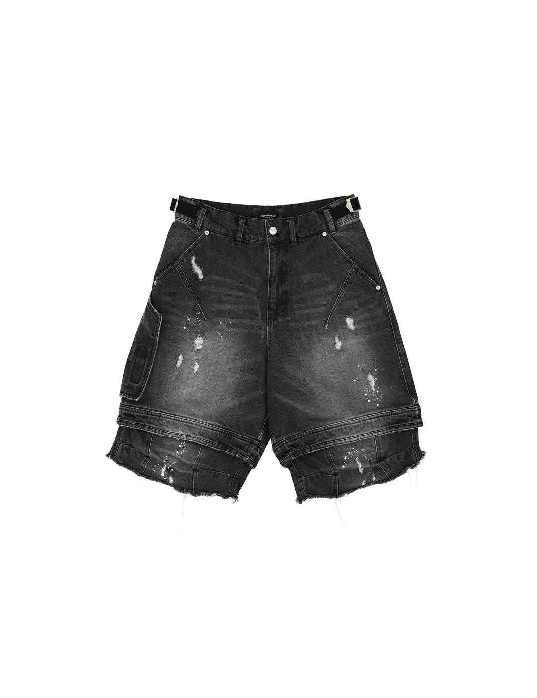 FAR LAYERED WORK SHORTS PANTS_BLACK