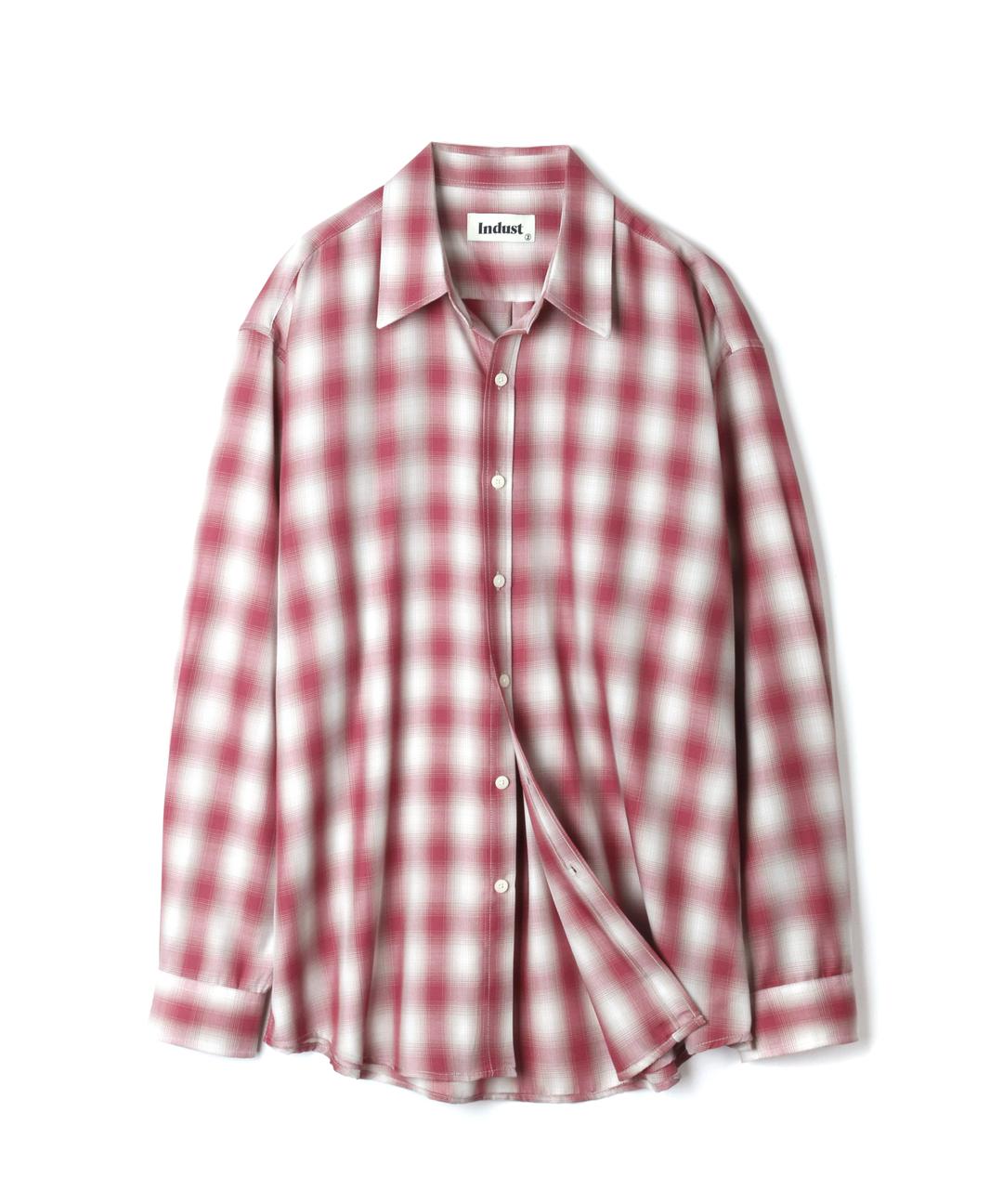 포시즌 옴브레 체크셔츠_레드