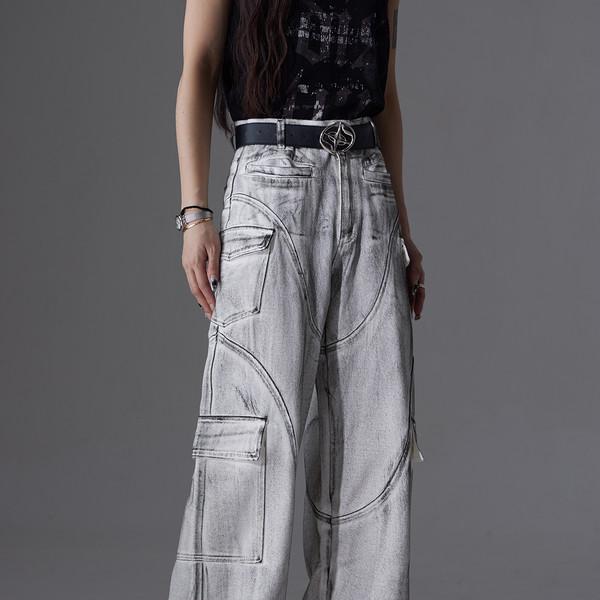 Cutting Handmade Dirty Old White Jeans