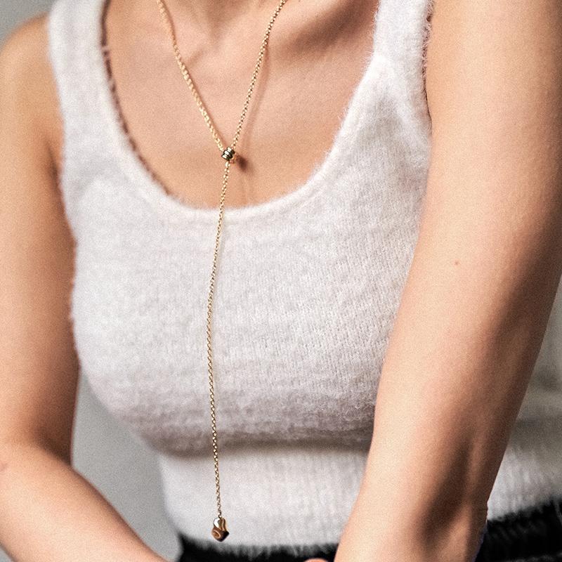 LONG GALET NECKLACE SILVER / VERMEIL