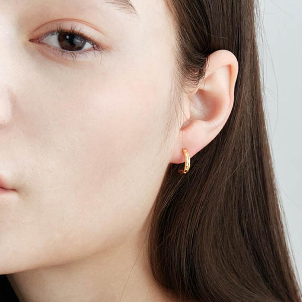 [925 SILVER] Hoop Double Heart Earring