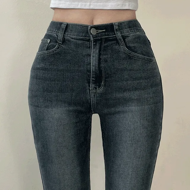 [색감깡패!/기장선택,S~2XL까지] 허리들뜸 없는, 하이웨스트 슬림일자 진청 워싱 스키니 데님 팬츠