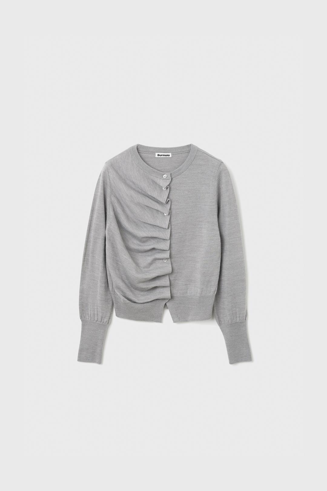 OVLIQUE KNIT CARDIGAN (MELANGE GREY)
