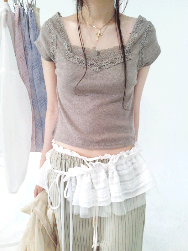 coco lace tee (3color)