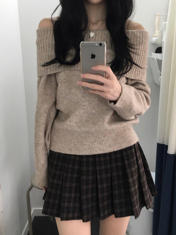 유니 오프숄더 니트 (4color)