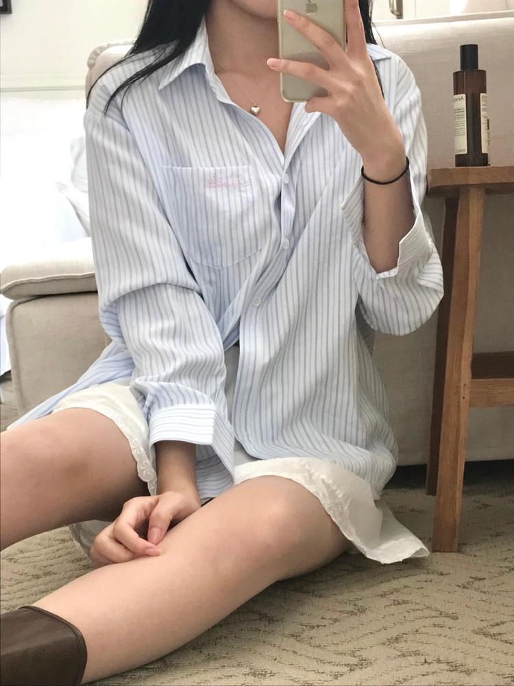 레터링 스트라이프 셔츠 : 워닛: