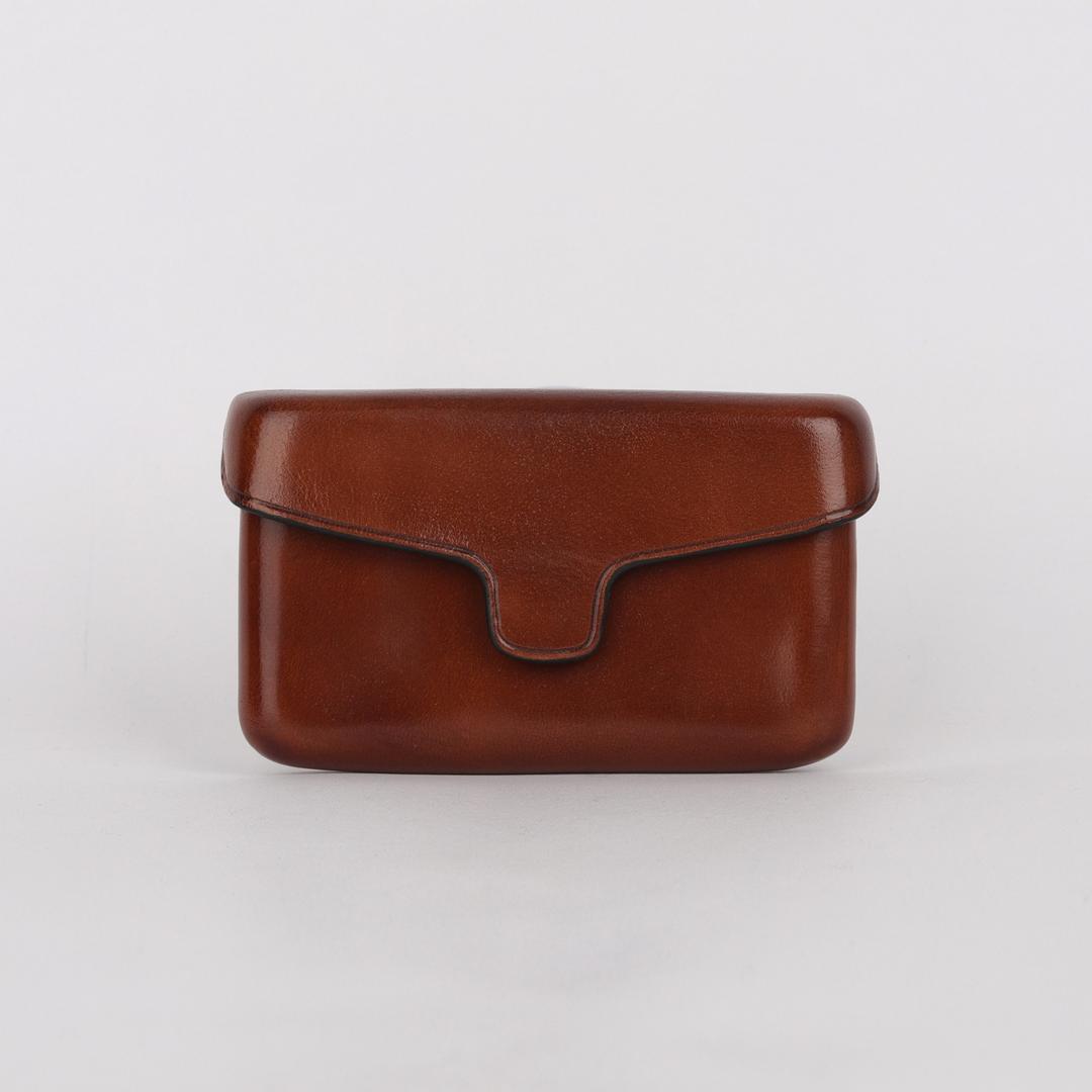 [일부세토] Leather Card Holder With Magnetic — Brown
