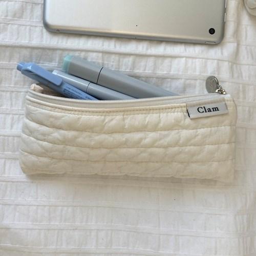 Clam flat pencilcase _ Soft cream