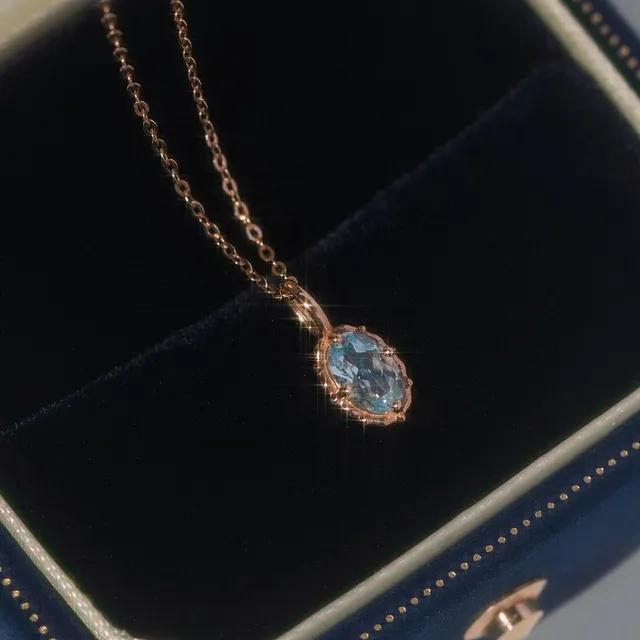 [리미티드] 14k 레이 천연 아쿠아마린 펜던트