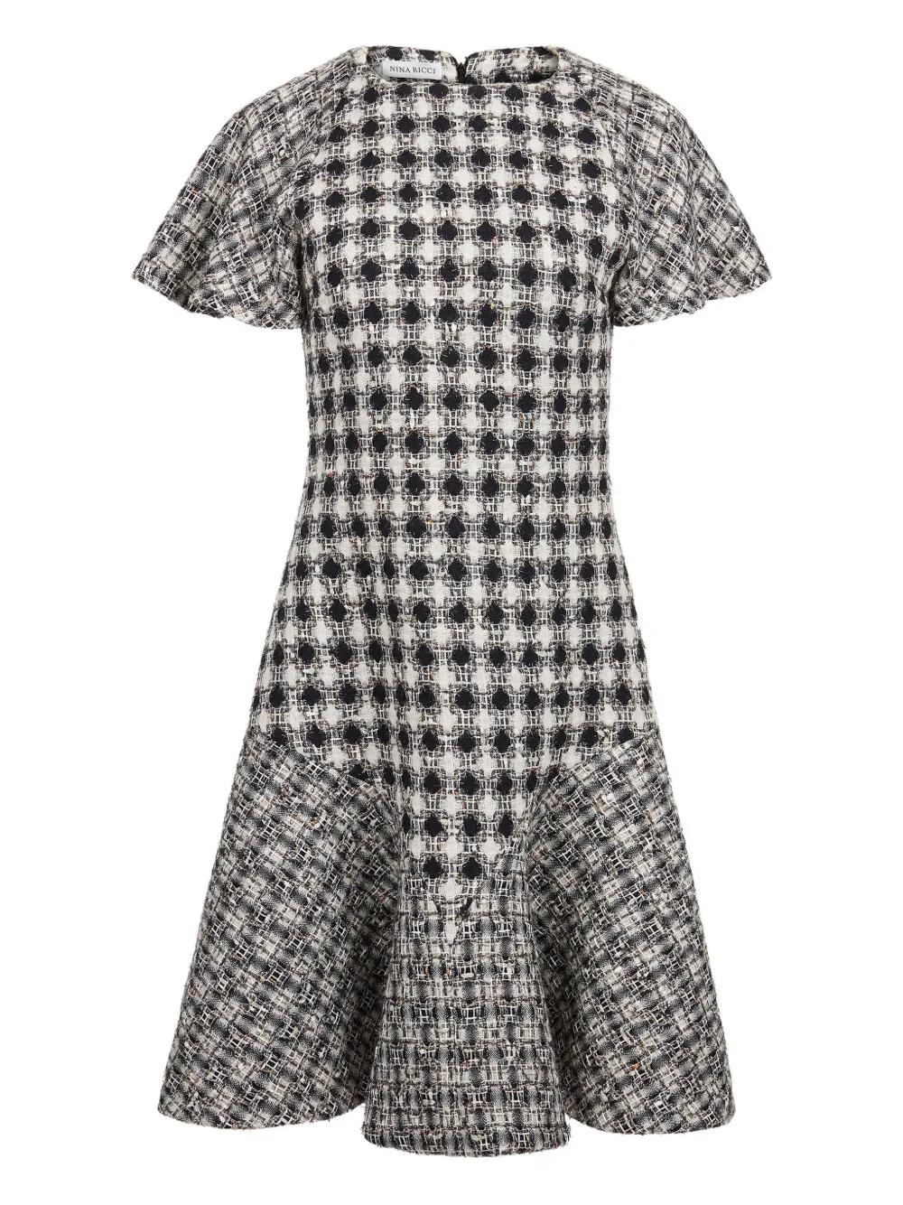 Nina Ricci 트위드 플레어 헴 미니 드레스 | 블랙 | FARFETCH KR