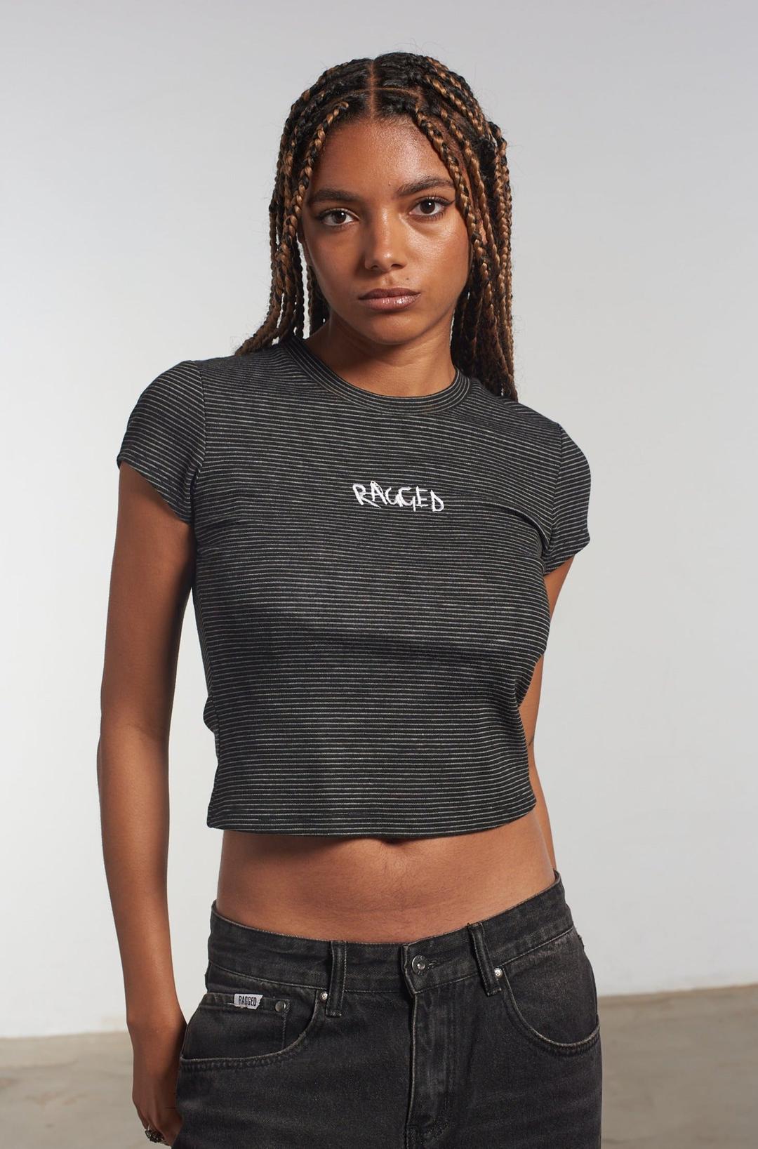 Ragged Stripe Baby Tee - 6