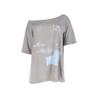 Lazy Queen Shiny Off-Shoulder Tee- Grey