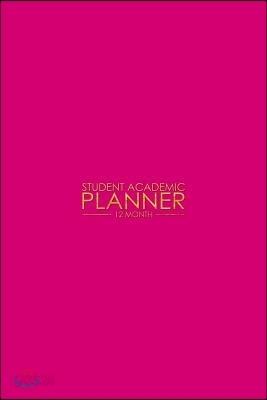 12 Month Student Academic Planner: Elegant Pink and Gold Leaf Texture 12-Month Study Calendar Helps Elementary, High School and College Students Prior - 예스24