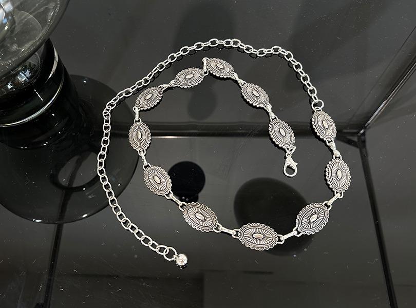 유유존 이볼에스닉벨트 여성 허리띠 체인 실버 장식 포인트