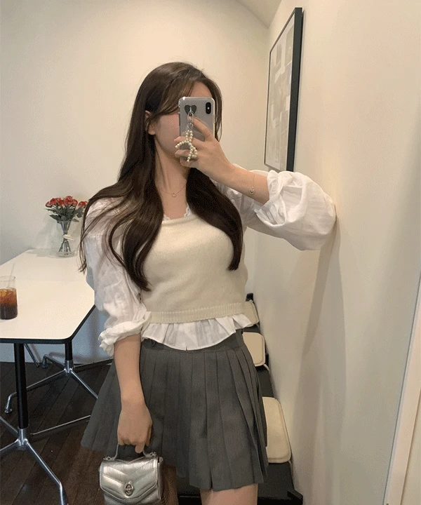 플레인 리본 니트 뷔스티에 nt (울80%)