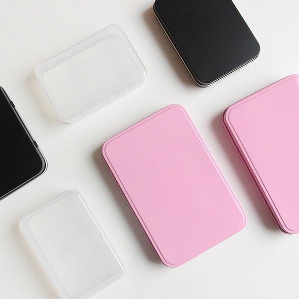 핑크 블랙 투명 틴케이스 3종 철제 소품 보관 캔 박스