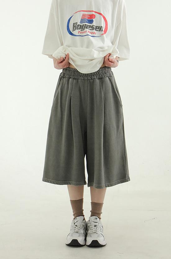 pigmented cotton half banding pants (unisex)