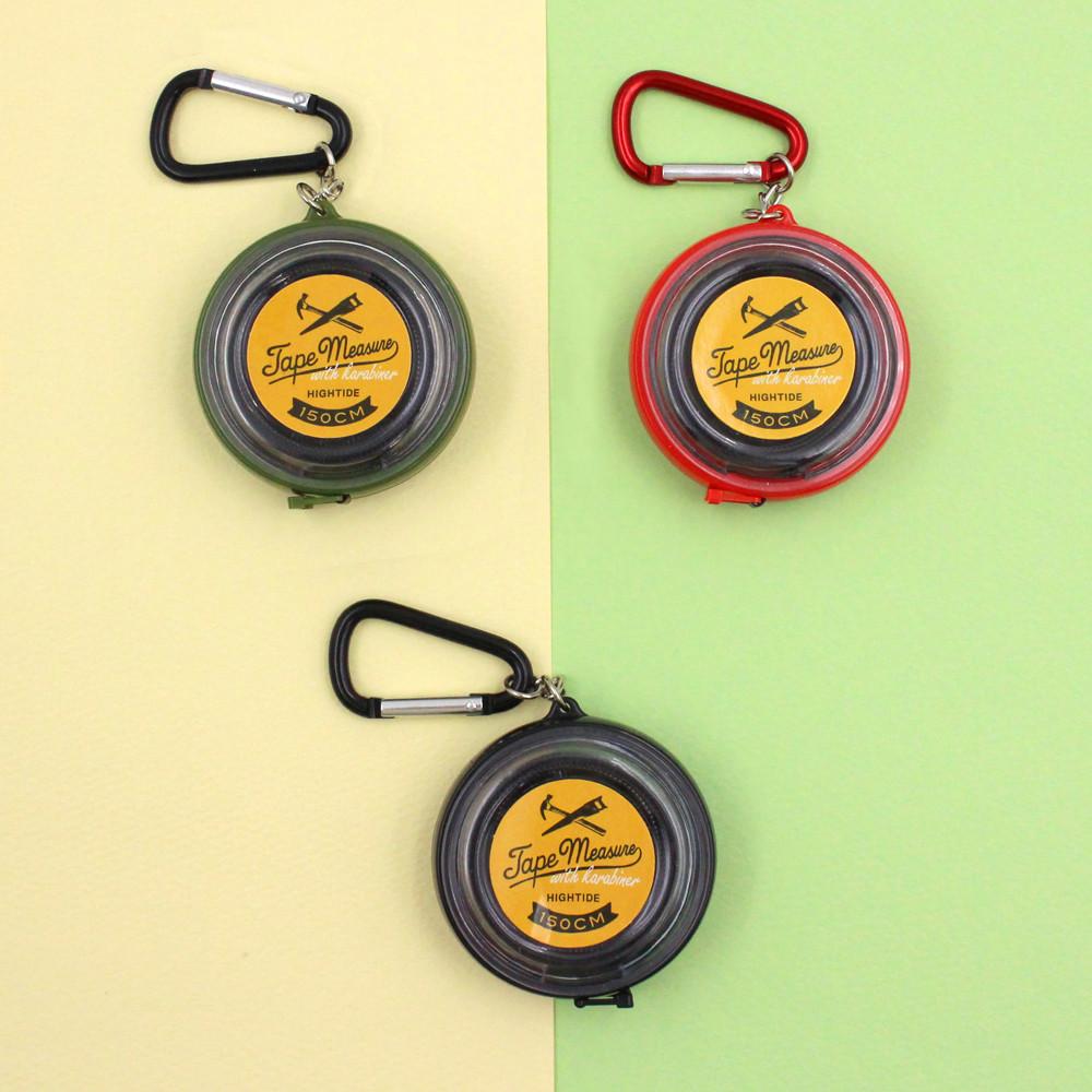 [하이타이드] HIGHTIDE 휴대용 카라비너 키링 포켓 줄자 1.5M