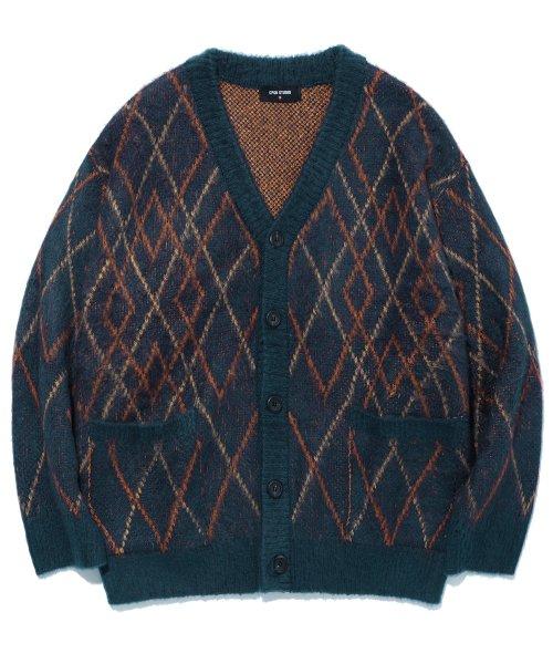 ARGYLE BRUSH CARDIGAN NAVY