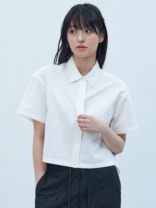 W HEM STRING COTTON SHIRT [WHITE]
