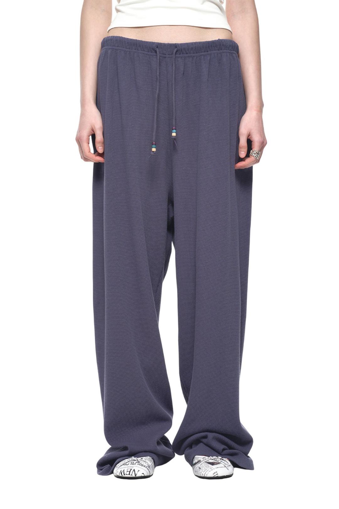 WOOD BEAD WAFFLE PANTS (BLUE)
