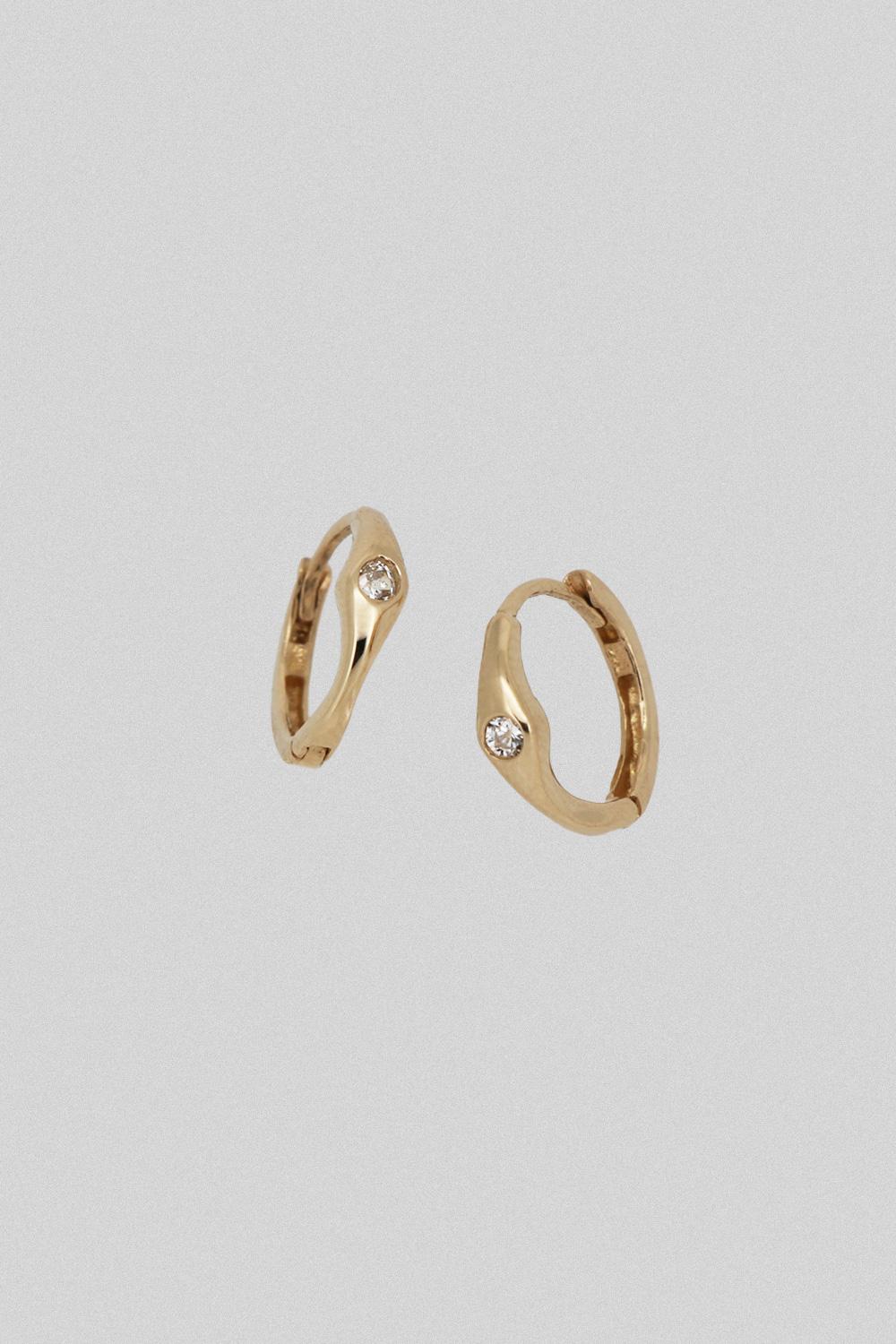 14k middle cubic point one touch ring earring