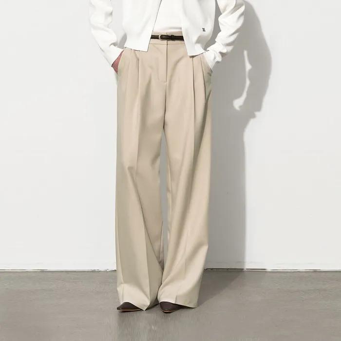 모스 하이웨이스트 와이드 슬랙스