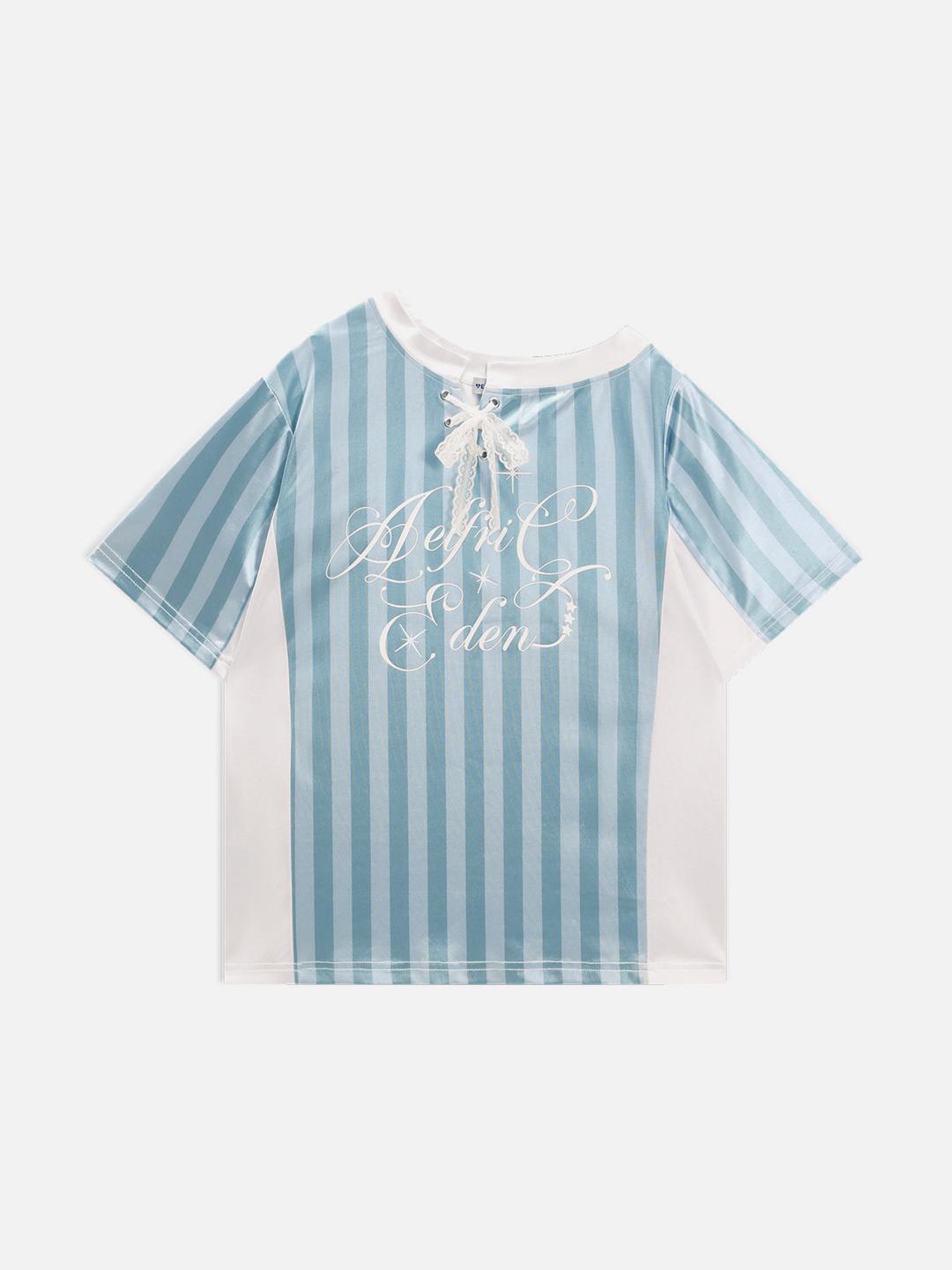Aelfric Eden Stripe Off-The-Shoulder Tee - Blue / XS