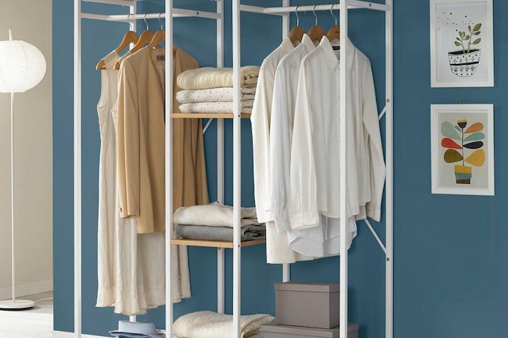 이동식 드레스룸 2폭 수납 행거 선반형 3colors