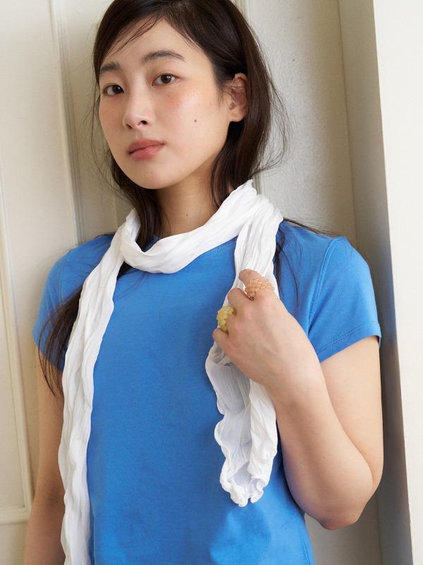 [slim] soft wrinkle long scarf - white