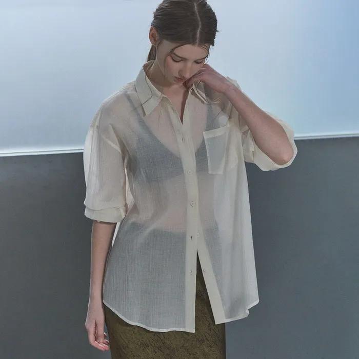 WOMAN 썸머 링클 시어 셔츠 [IVORY] / WBE2L03531