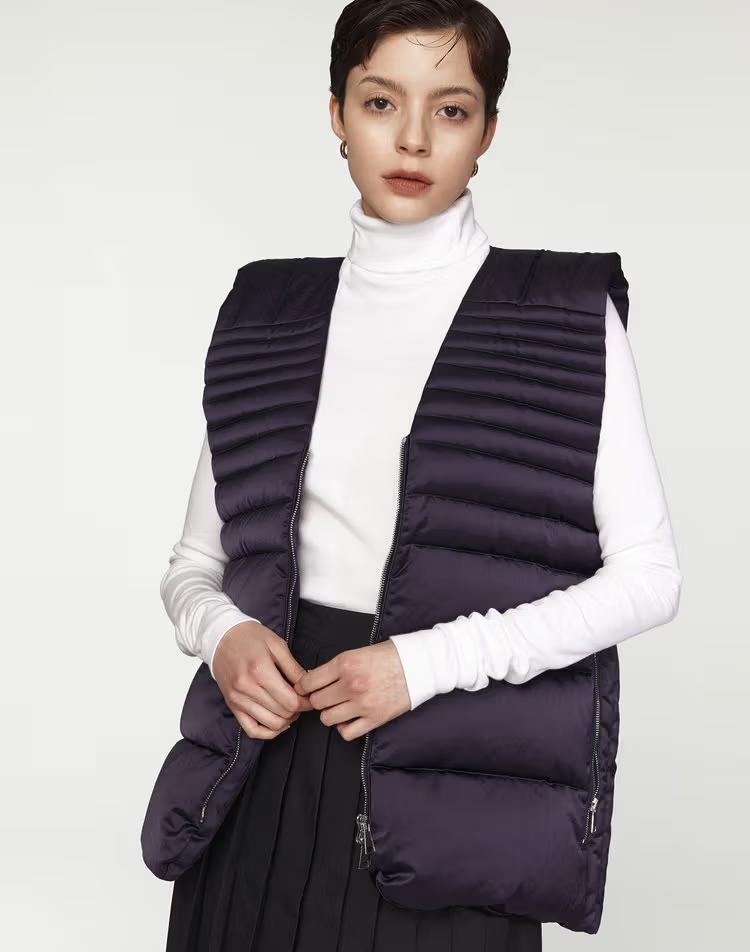 [NEHERA] 네이비 단색 다운 집업베스트