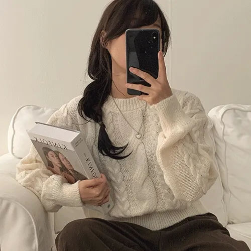 [ 부드러워요!/러블리დ ] 솔리드 꽈배기 니트