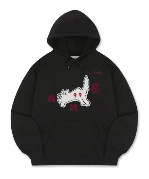 Meow! cat 자수 남여공용 후드 티셔츠 AHP1120 (블랙)