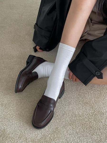 SALE / (핸드메이드 )데일리 베이직 기본 모던 가죽 키높이 페니로퍼 3cm