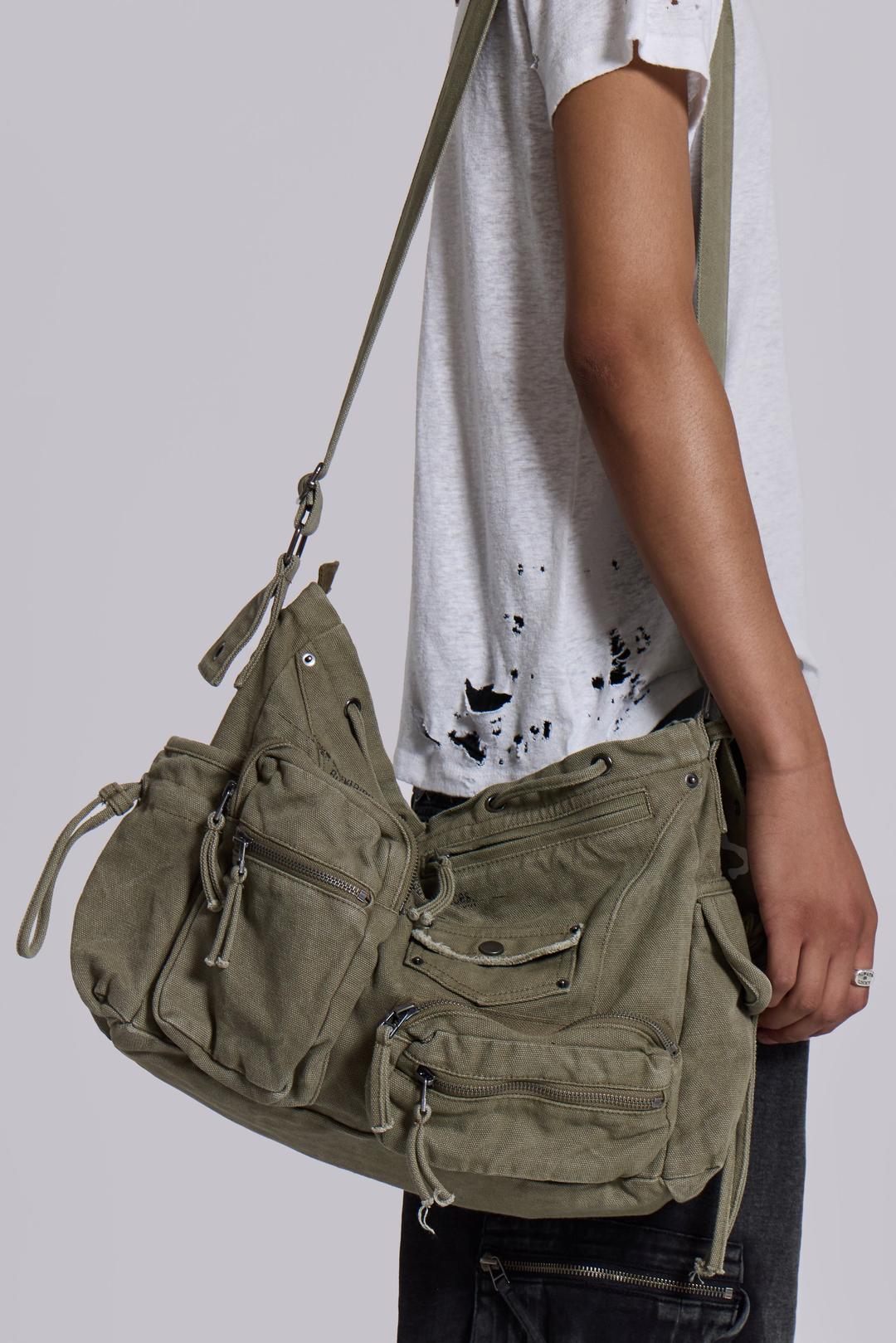 Khaki Military Utility Satchel Bag - ONE SIZE / Khaki