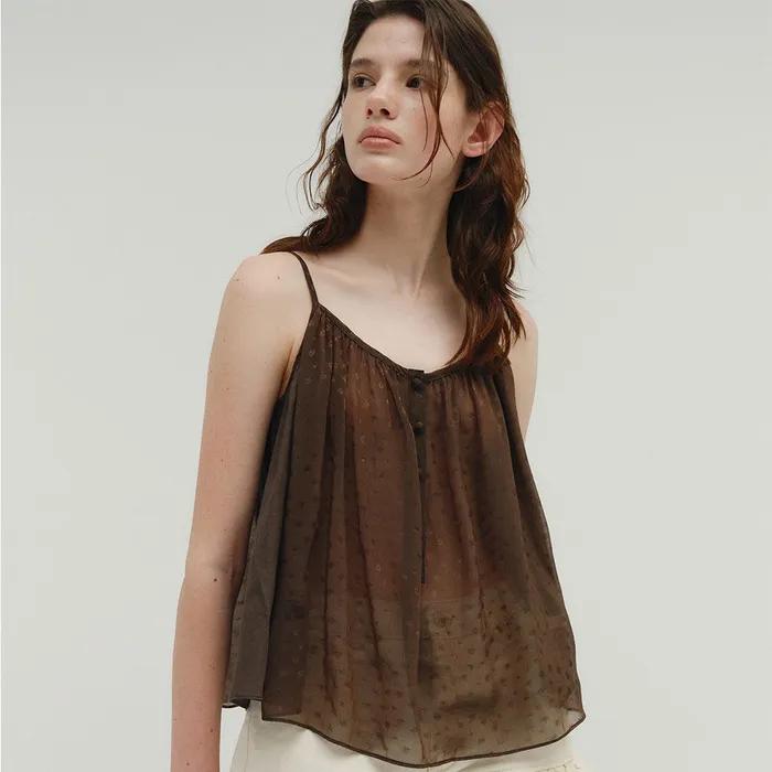 [1st REORDER] TWO TONE JACQUARD SLEEVLESS TOP [BROWN]