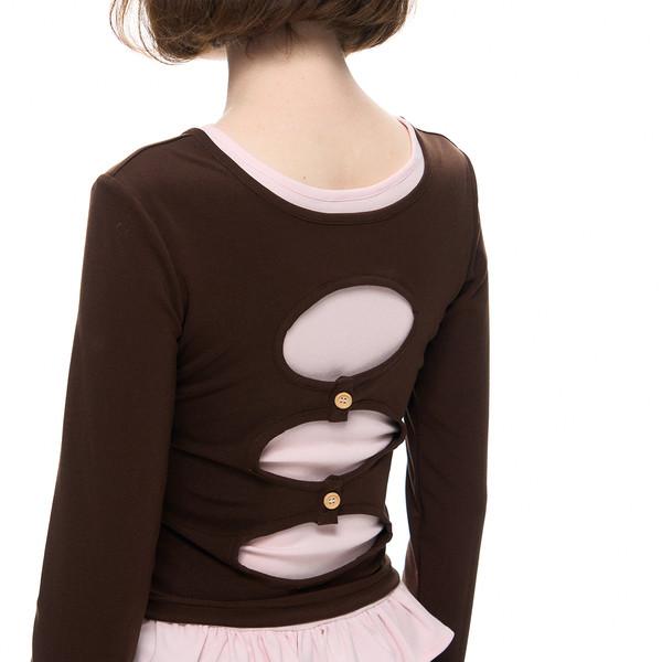 RN lace contrast color layered long-sleeved T-shirt